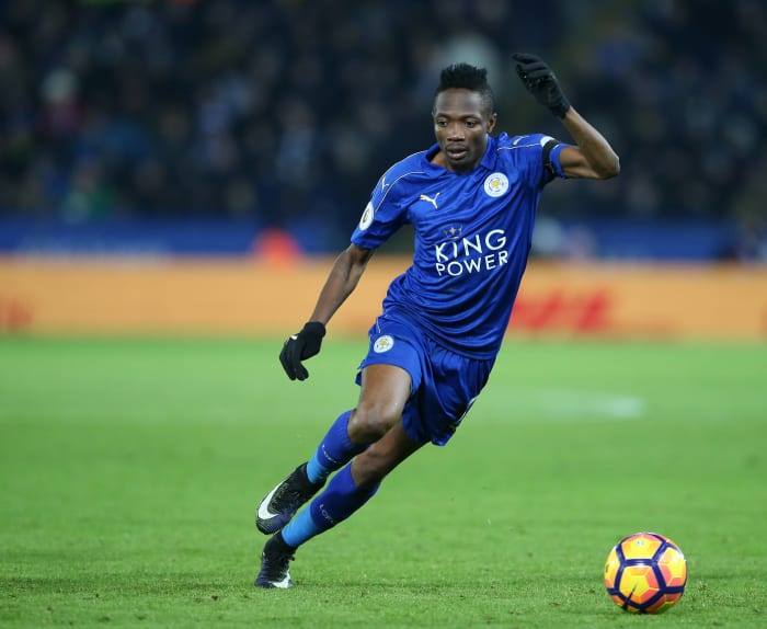 Ahmed Musa pictured playing for Leicester City in January 2017